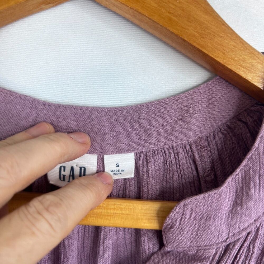 GAP Boho Whimsical Solid Purple Peasant Dress Fit… - image 11